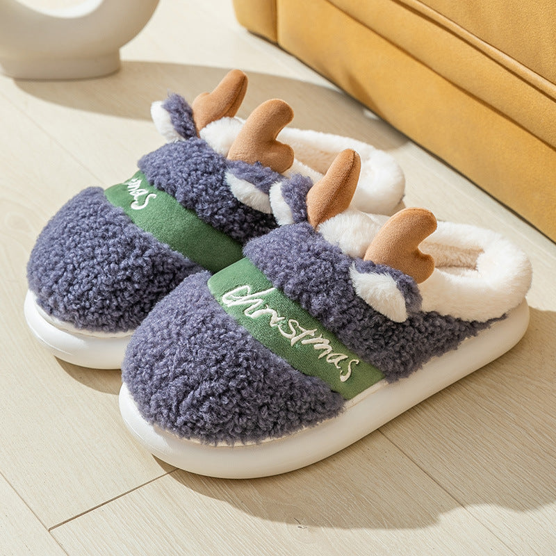 Christmas Shoes Winter Home Slippers Elk Soft Cozy Bedroom Slipper Slip On House Shoes - Snazzy Gear