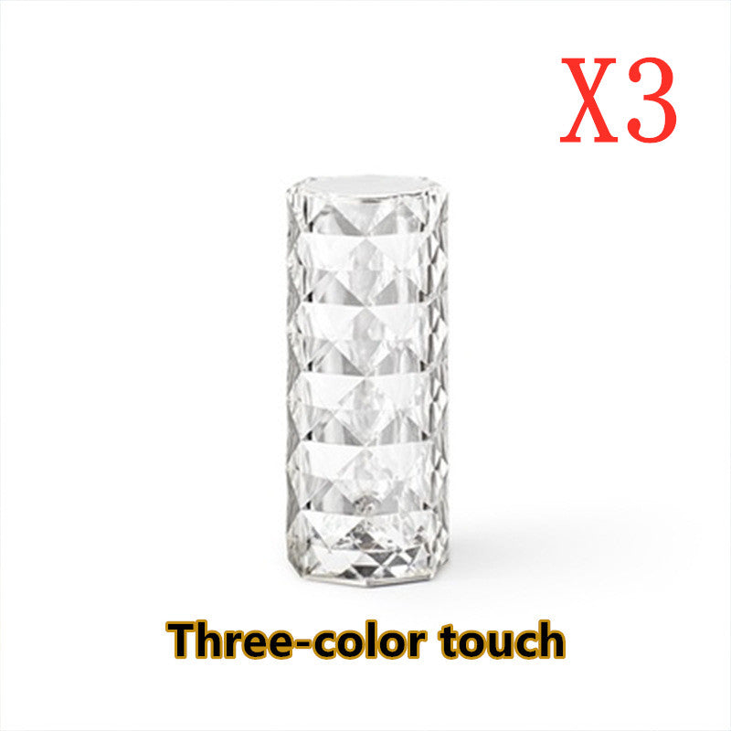 Nordic Crystal Lamp /Touch Dimming Atmosphere Diamond Night Light Rose Projector - Snazzy Gear