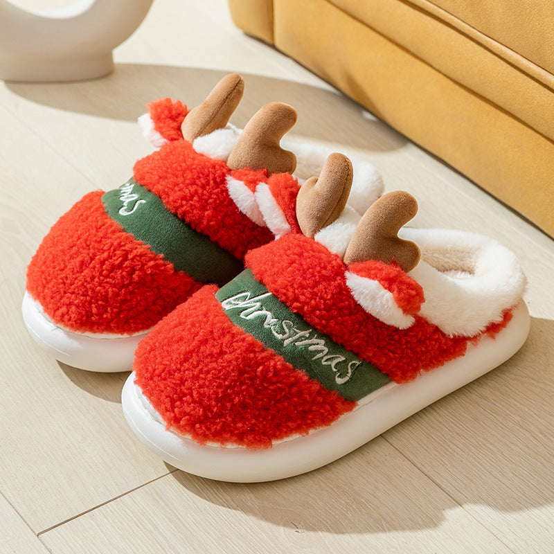 Christmas Shoes Winter Home Slippers Elk Soft Cozy Bedroom Slipper Slip On House Shoes - Snazzy Gear