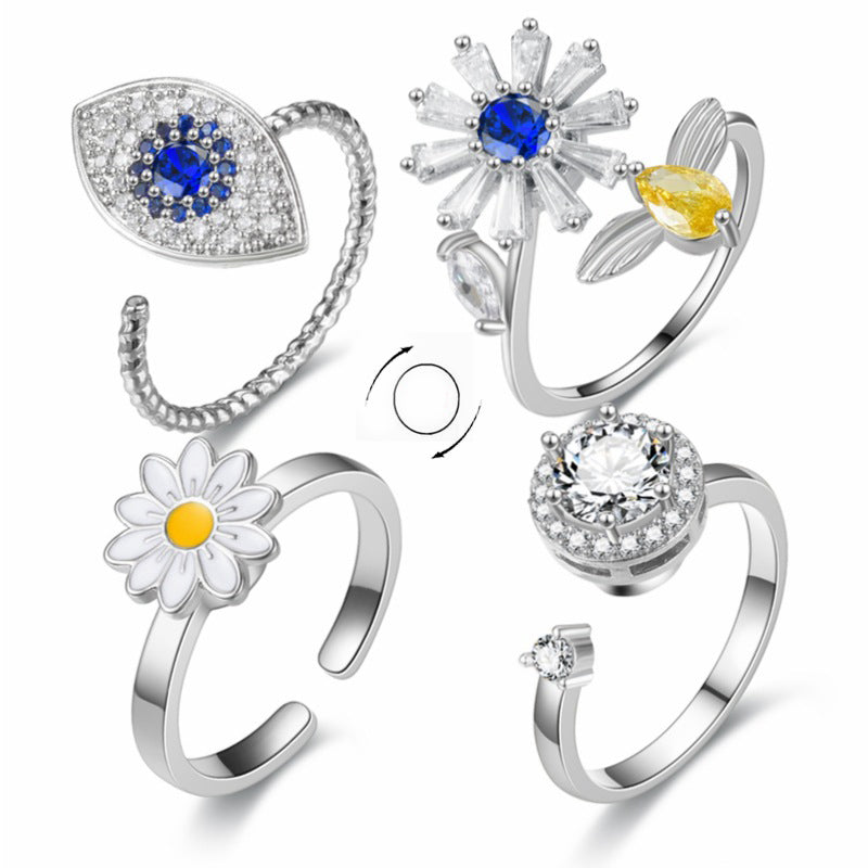 Women Fidget Spinner Flower Ring Jewelry - Snazzy Gear