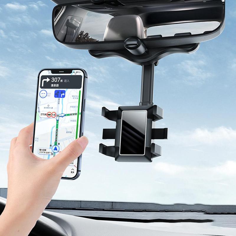 Rotatable And Retractable Rearview Car Phone Holder Multifunctional 360 Rear View Mirror Phone Holder Suitable For All Mobile Phones And All Car - Snazzy Gear